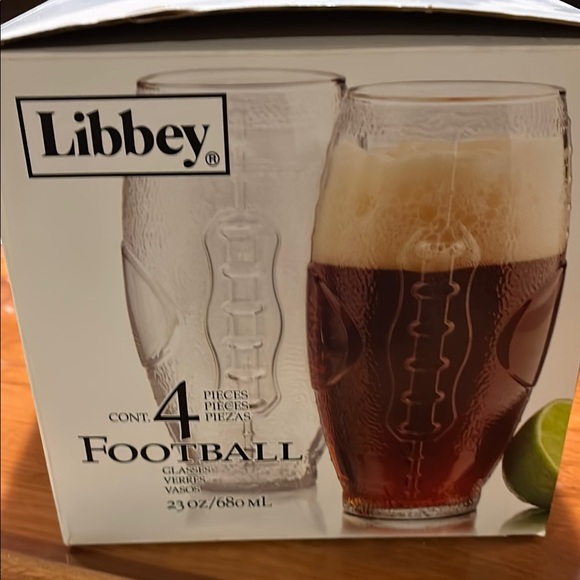 Libbey Football Glass Set of 4 - Picture 2 of 3